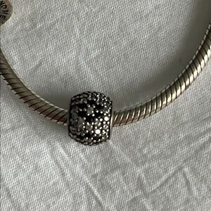 Pandora Silver Floral Pavé Barrel Charm - Silver